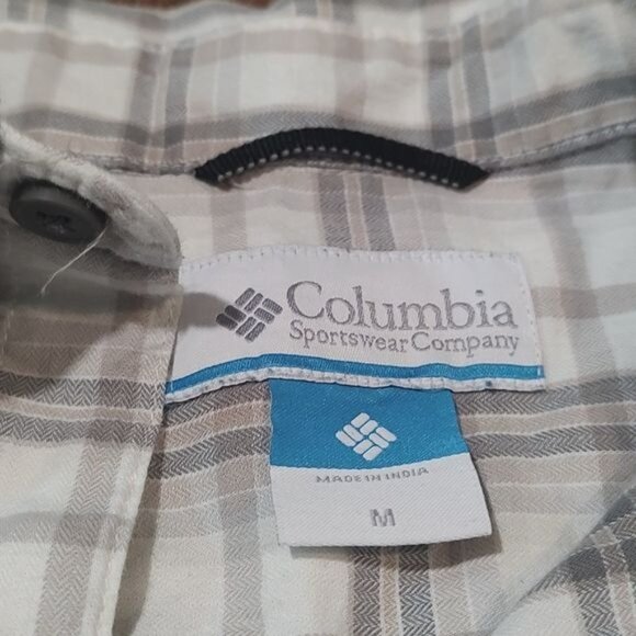 Columbia M grey plaid button down work shirt - Picture 2 of 3